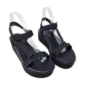 Wild Pair Sawyer Women's Fabric Sporty Slide On Sandals Black Shoe Size 8